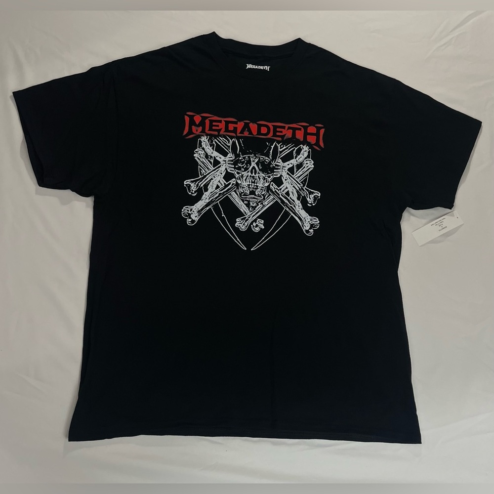 Megadeth Black Graphic T-Shirt, heavy metal band tour merch, short sleeve tee